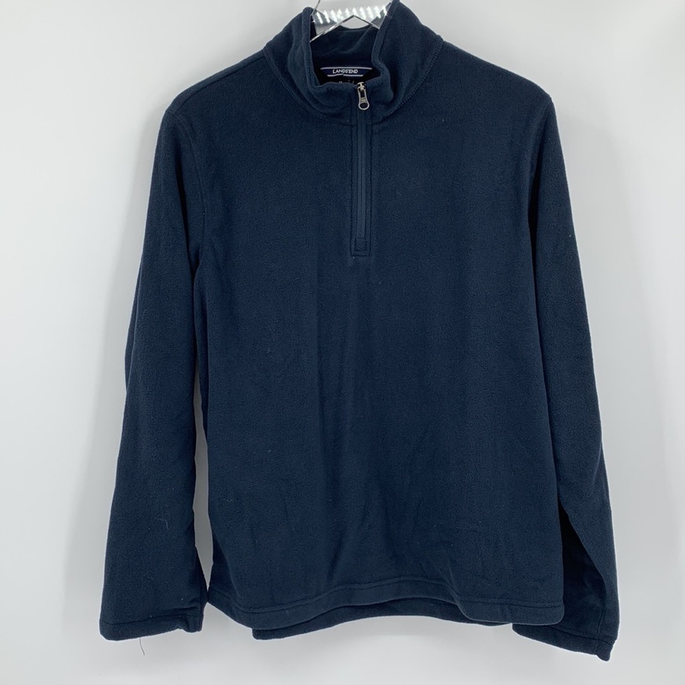 Lands End School Uniform half zip fleece navy blue shirt T-100 Women Medium M